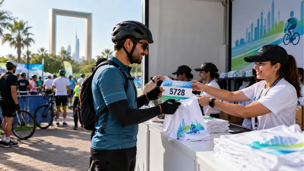 A man in Dubai collecting Dubai rid bibs from Zabeel park