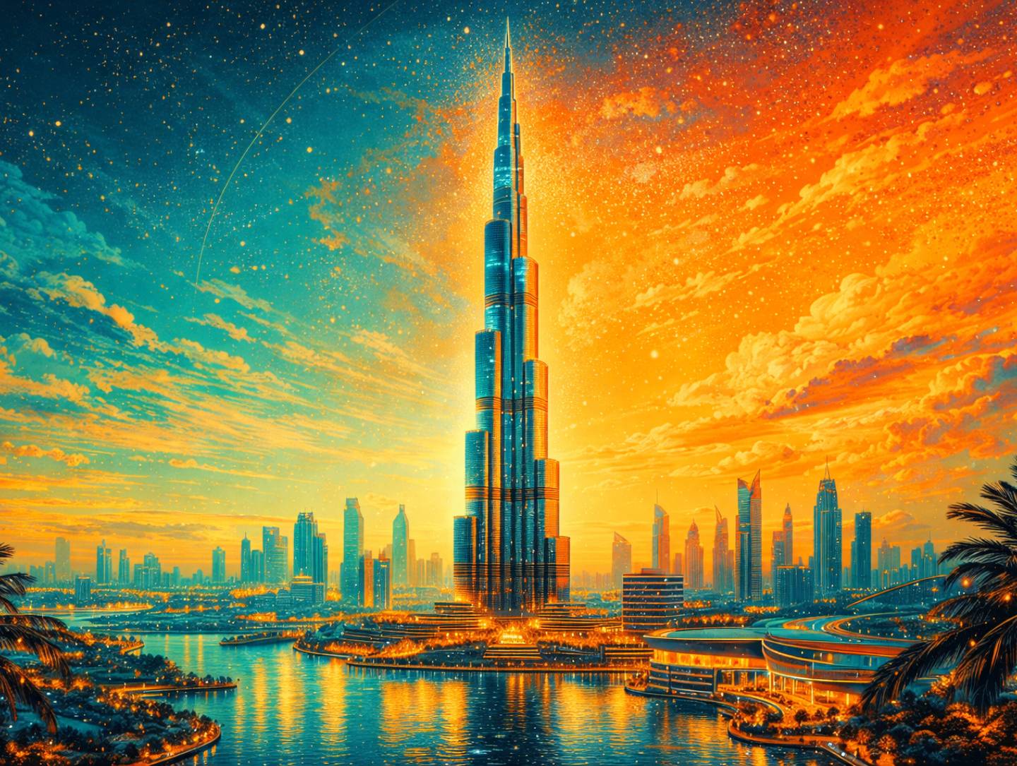 Burj Khalifa skyscraper towering over Downtown Dubai