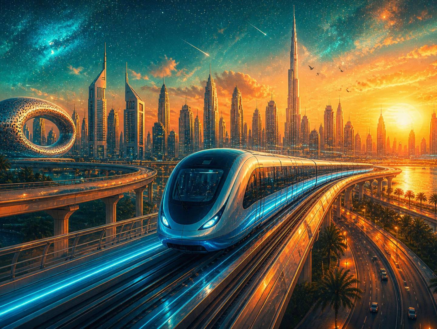 Dubai Metro Blue Line route map and station locations